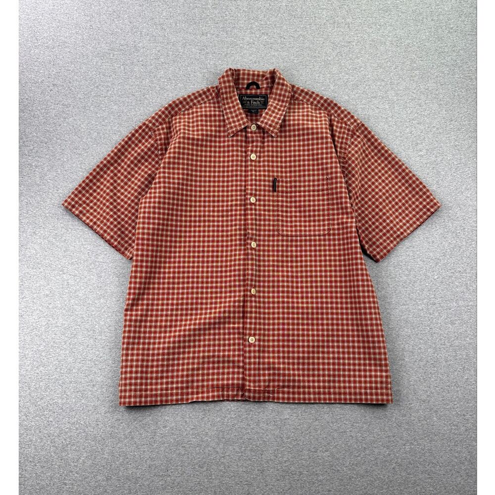 Vintage Y2K Abercrombie & Fitch Button-Up Shirt Mens XL Orange Plaid Outdoors